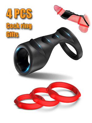 Harga yang bagus Black Love Ring Set 4 Pcs SM Sleeve Rings Adult Toys Male Pleasure Ring Untuk Pasangan on line