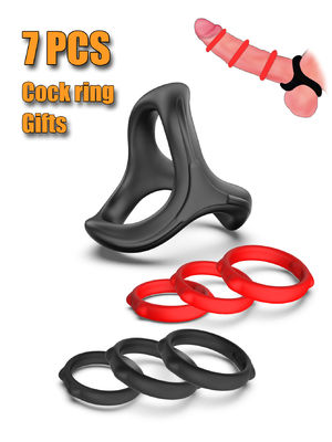 Good price 1.18in 1.42in 1.65in Thick Silicone CockRing Set Red Love Rings Adult Toys online