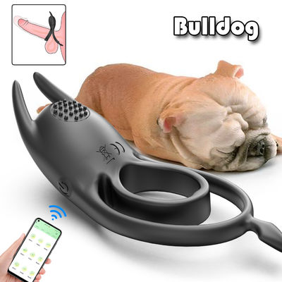 Good price Stretchy  Vibrating Cock Male Ring Vibrator With Bunny Ears Clitoris Testicles Stimulation SexToys online