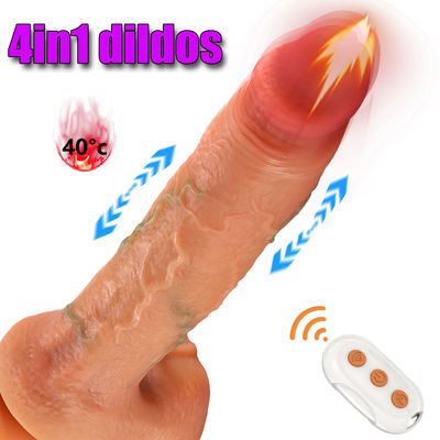 Good price 8 Inch  4 In 1 Dildos Vibrators Silicone Thrusting Dildos Swing Heating Dildos SexToys online
